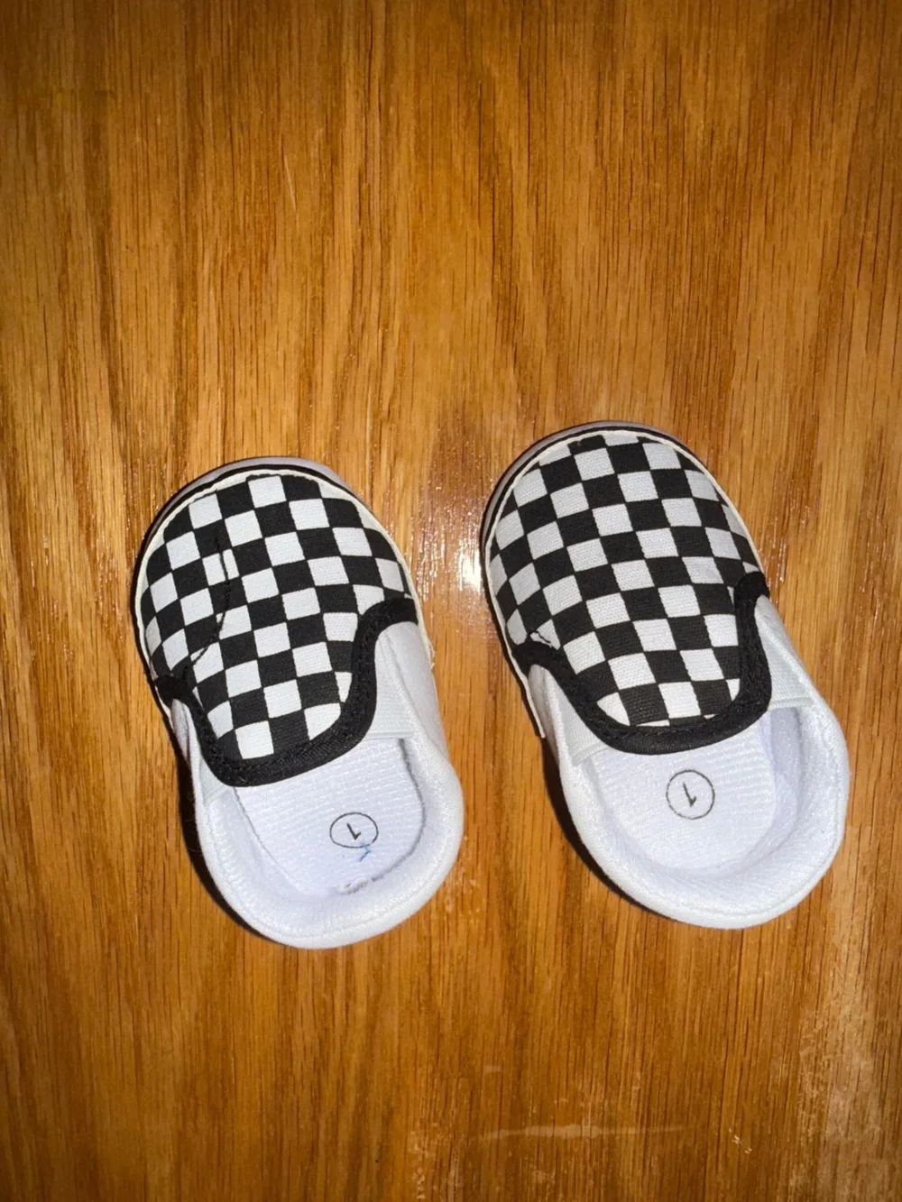 Baby Newborn Black & White Checkered Slip-On Shoes